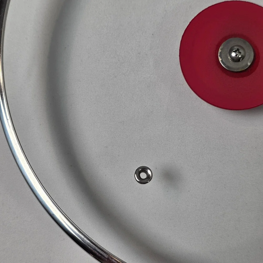 Safe-T-Grip Glass Replacement Lid 10.25in Clear Red Silicone Knob Vent Pot Pan